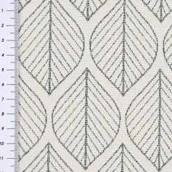 Dekostoff Jacquard Doubleface Premium Leaf Retro Scandi Blätter grün hellbeige 1,4m Breite