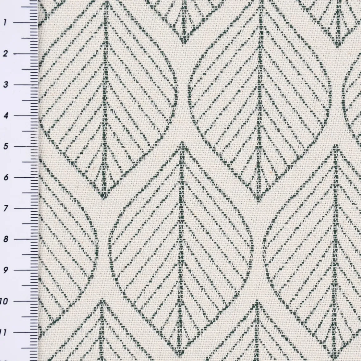 Dekostoff Jacquard Doubleface Premium Leaf Retro Scandi Blätter grün hellbeige 1,4m Breite