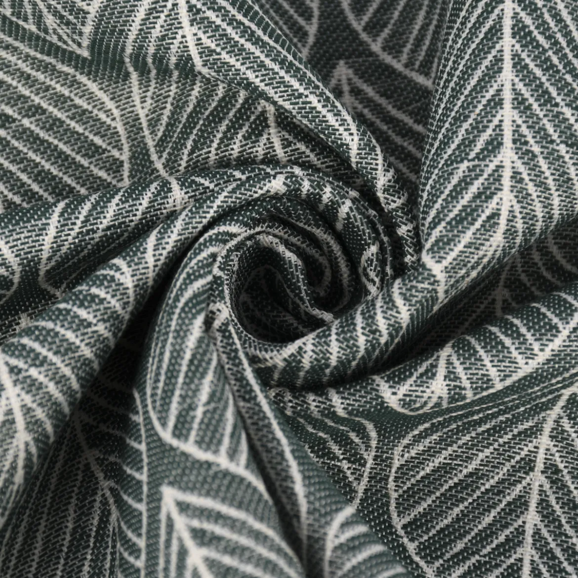 Dekostoff Jacquard Doubleface Premium Leaf Retro Scandi Blätter grün hellbeige 1,4m Breite