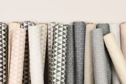 Dekostoff Jacquard Doubleface Premium Leaf Retro Scandi Blätter grün hellbeige 1,4m Breite