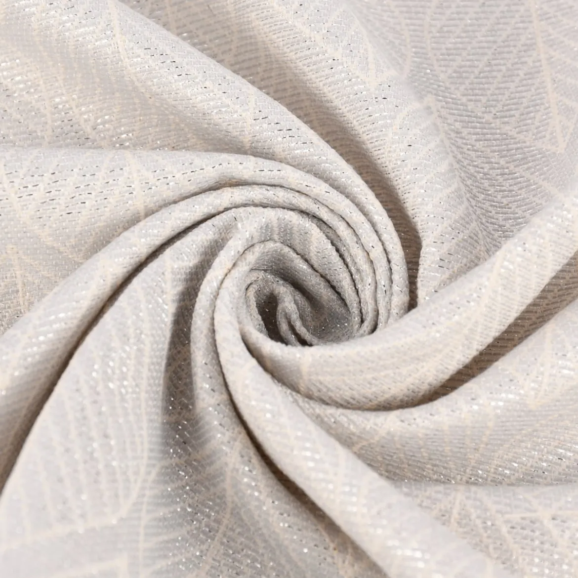 Dekostoff Jacquard Doubleface Premium Metallic Leaf Retro Scandi Blätter silber beige 1,4m Breite