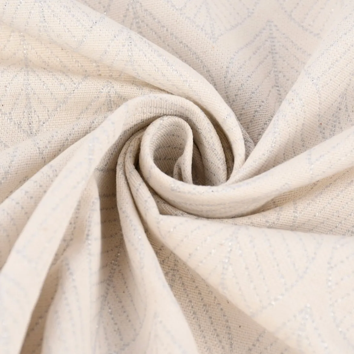 Dekostoff Jacquard Doubleface Premium Metallic Leaf Retro Scandi Blätter silber beige 1,4m Breite