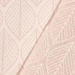 Dekostoff Jacquard Doubleface Premium Metallic Leaf Retro Scandi Blätter rosa beige 1,4m Breite