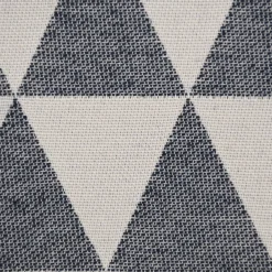 Dekostoff Jacquard Doubleface Premium Triangel Retro Scandi blau hellbeige 1,4m Breite