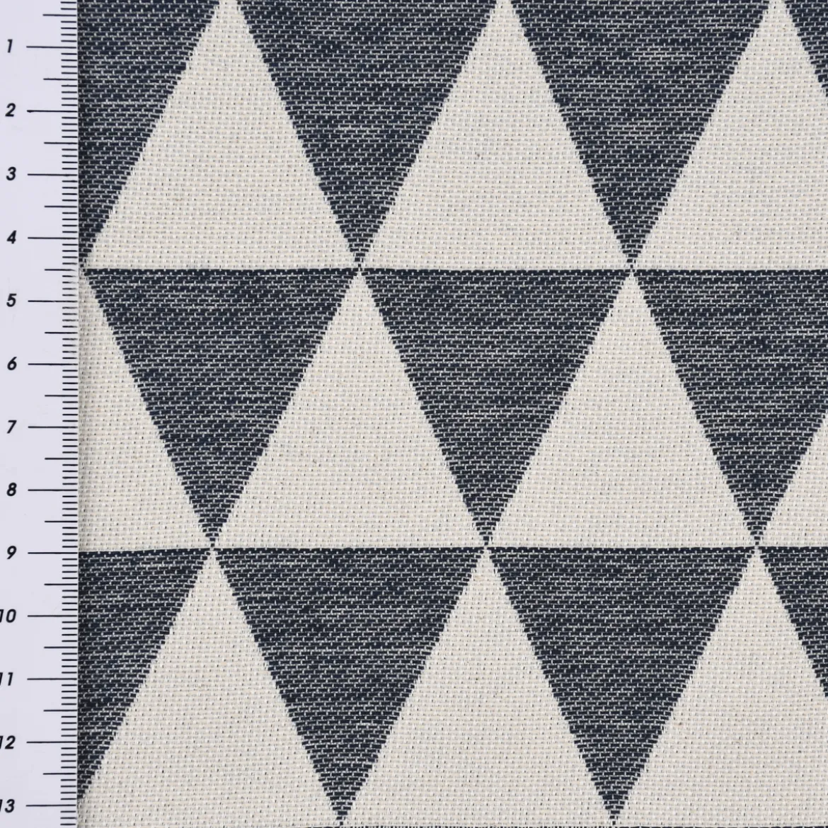Dekostoff Jacquard Doubleface Premium Triangel Retro Scandi blau hellbeige 1,4m Breite