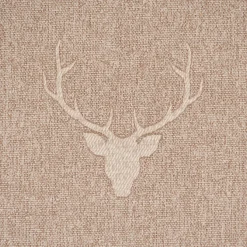 Dekostoff Jacquard Gardinenstoff Landhausstoff Wendestoff Hirschkopf mit Geweih beige 1,40m Breite