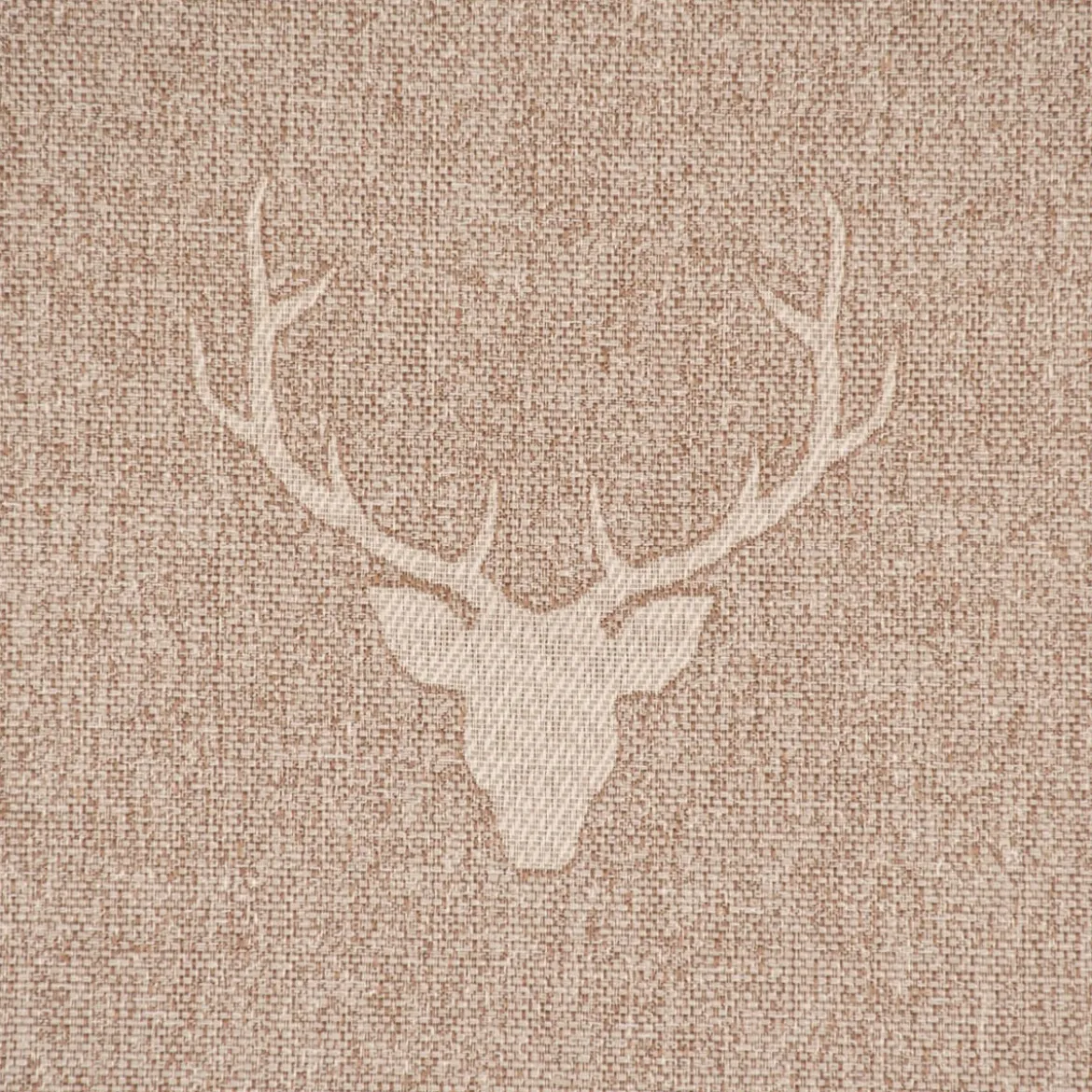 Dekostoff Jacquard Gardinenstoff Landhausstoff Wendestoff Hirschkopf mit Geweih beige 1,40m Breite