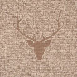 Dekostoff Jacquard Gardinenstoff Landhausstoff Wendestoff Hirschkopf mit Geweih beige 1,40m Breite