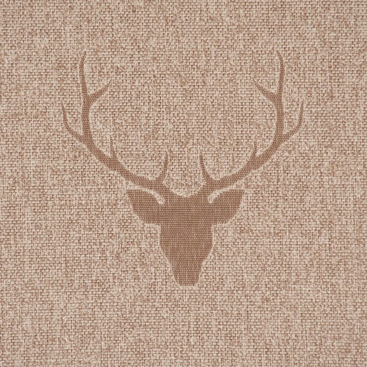 Dekostoff Jacquard Gardinenstoff Landhausstoff Wendestoff Hirschkopf mit Geweih beige 1,40m Breite