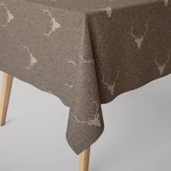 Dekostoff Jacquard Gardinenstoff Landhausstoff Wendestoff Hirschkopf mit Geweih braun 1,40m Breite