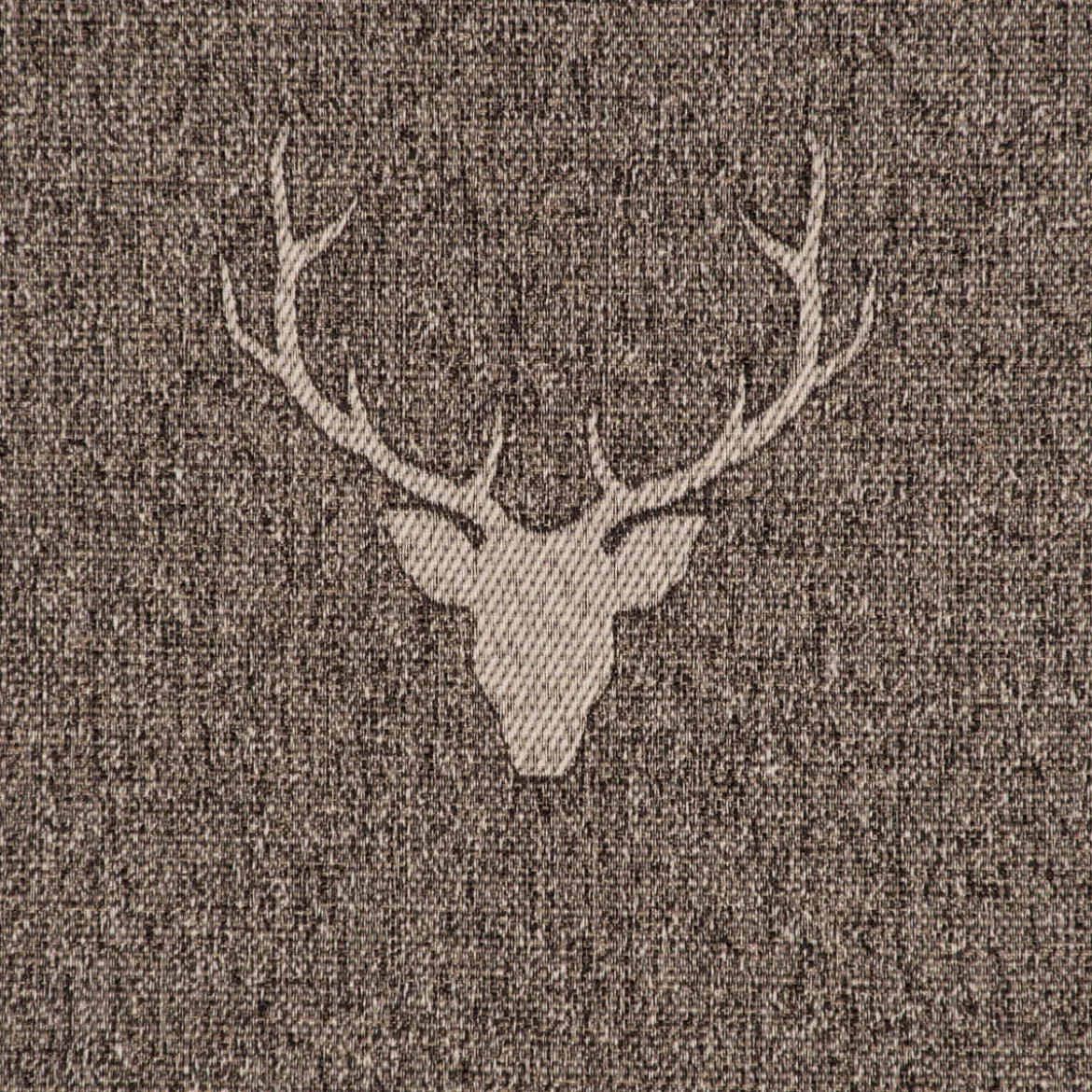 Dekostoff Jacquard Gardinenstoff Landhausstoff Wendestoff Hirschkopf mit Geweih braun 1,40m Breite