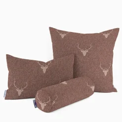 Dekostoff Jacquard Gardinenstoff Landhausstoff Wendestoff Hirschkopf mit Geweih rotbraun 1,40m Breite
