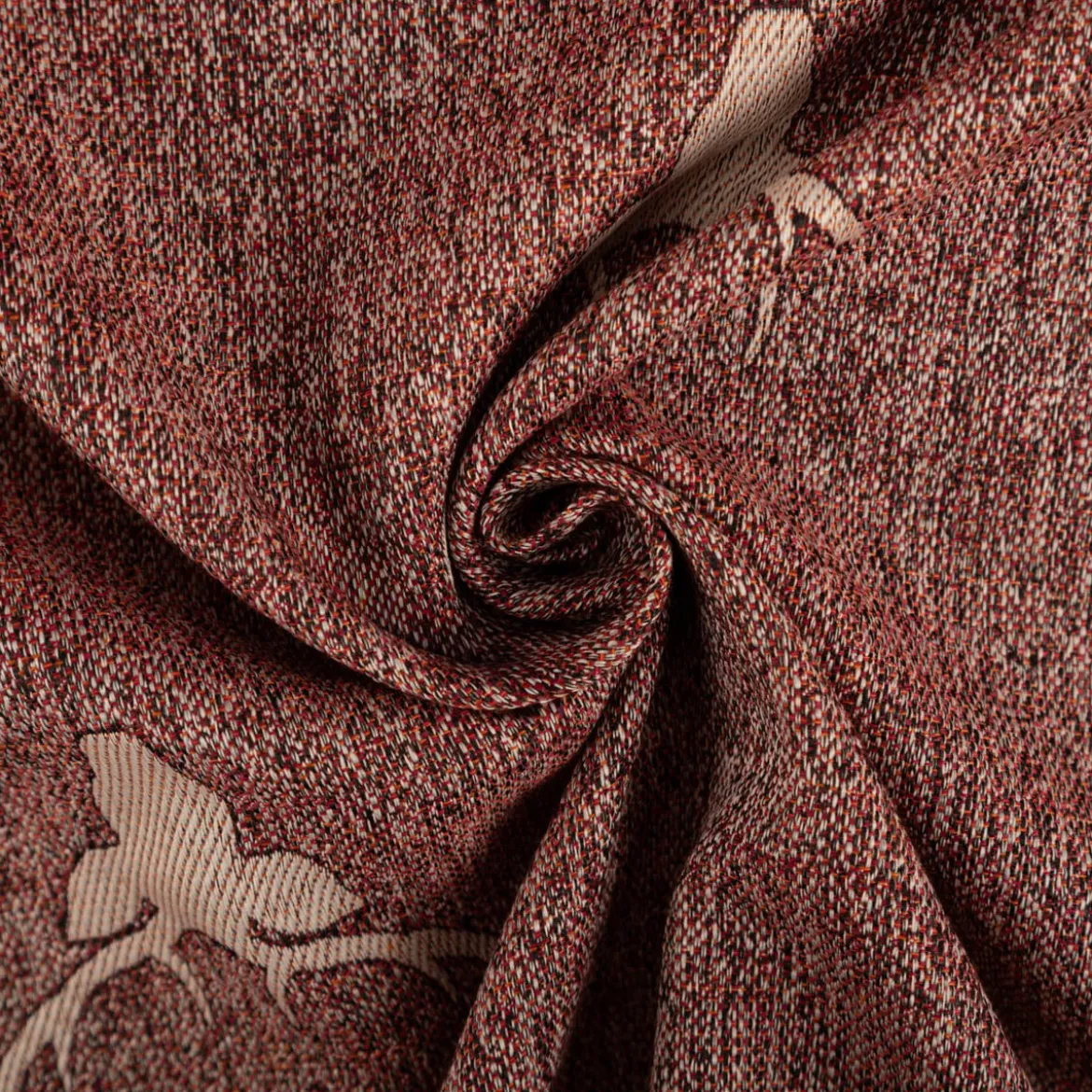 Dekostoff Jacquard Gardinenstoff Landhausstoff Wendestoff Hirschkopf mit Geweih rotbraun 1,40m Breite