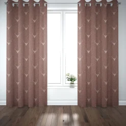 Dekostoff Jacquard Gardinenstoff Landhausstoff Wendestoff Hirschkopf mit Geweih rotbraun 1,40m Breite