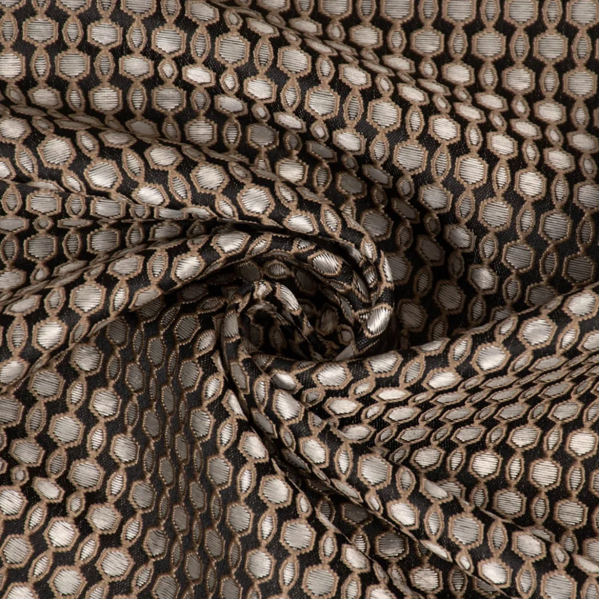 Dekostoff Jacquard Grafikdessin abstrakt schwarz beige 137cm Breite