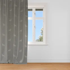 Dekostoff Jacquard Landhausstoff Wendestoff Hirsche beige braun türkis 1,40m Breite