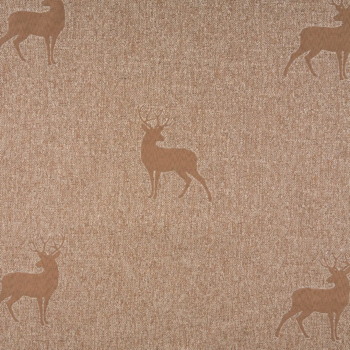 Dekostoff Jacquard Landhausstoff Wendestoff Hirsche braun 1,40m Breite