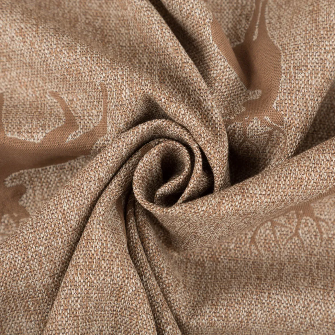 Dekostoff Jacquard Landhausstoff Wendestoff Hirsche braun 1,40m Breite