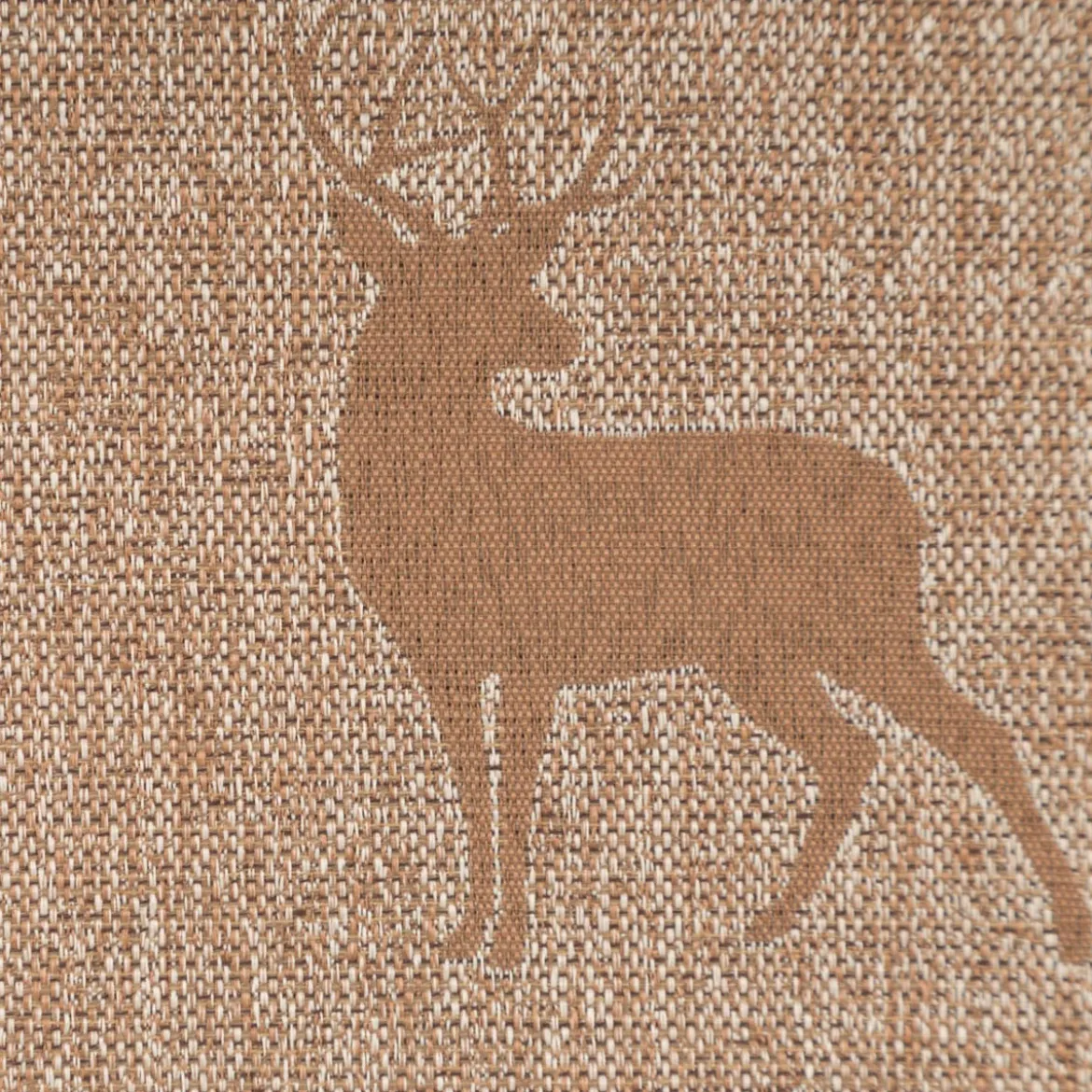 Dekostoff Jacquard Landhausstoff Wendestoff Hirsche braun 1,40m Breite