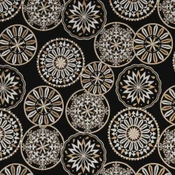 Dekostoff Jacquard Metallic Mandala Deco Luxury Mandalas schwarz gold ecru 1,4m Breite