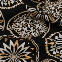 Dekostoff Jacquard Metallic Mandala Deco Luxury Mandalas schwarz gold ecru 1,4m Breite