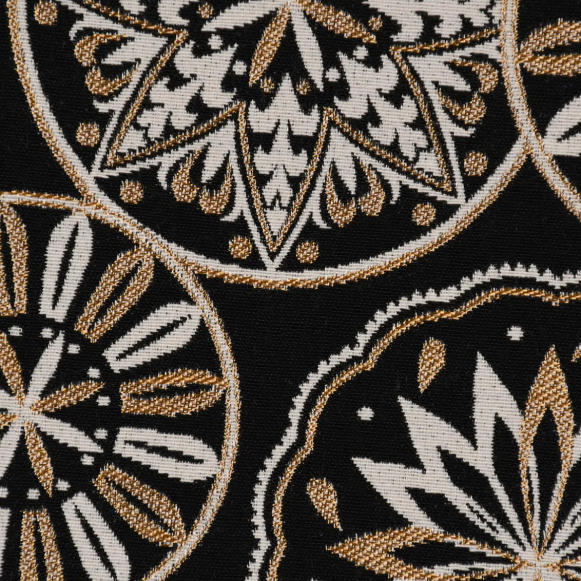 Dekostoff Jacquard Metallic Mandala Deco Luxury Mandalas schwarz gold ecru 1,4m Breite
