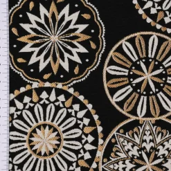 Dekostoff Jacquard Metallic Mandala Deco Luxury Mandalas schwarz gold ecru 1,4m Breite