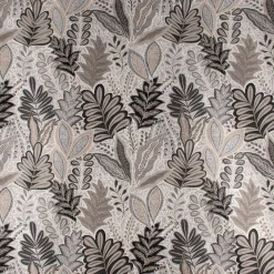 Dekostoff Jacquard Metallic Botanic Arty Blätter silber grau 1,4m Breite