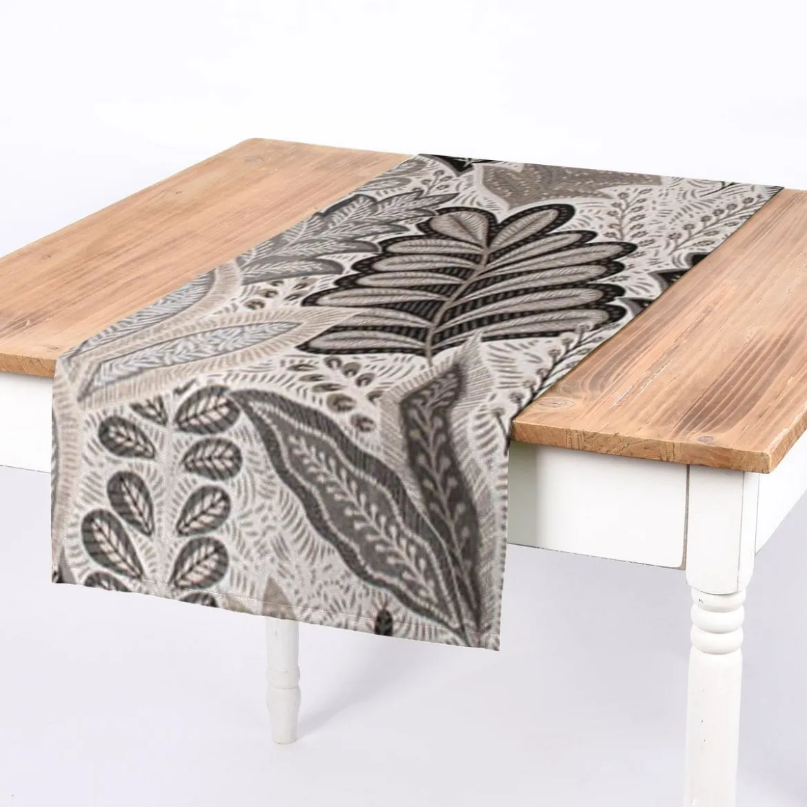 Dekostoff Jacquard Metallic Botanic Arty Blätter silber grau 1,4m Breite