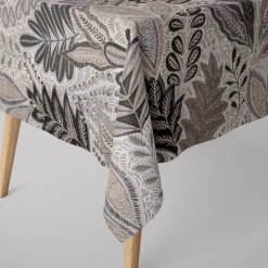 Dekostoff Jacquard Metallic Botanic Arty Blätter silber grau 1,4m Breite