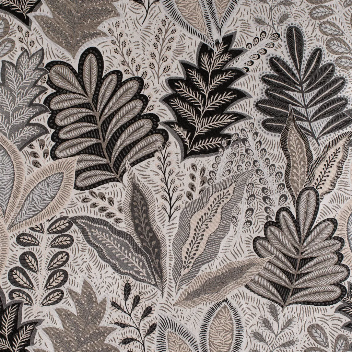 Dekostoff Jacquard Metallic Botanic Arty Blätter silber grau 1,4m Breite