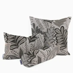 Dekostoff Jacquard Metallic Botanic Arty Blätter silber grau 1,4m Breite