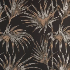 Dekostoff Jacquard Palmenblätter schwarz beige 137cm Breite