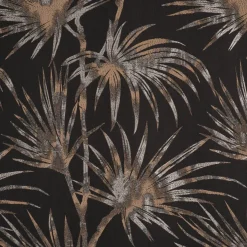 Dekostoff Jacquard Palmenblätter schwarz beige 137cm Breite