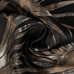 Dekostoff Jacquard Palmenblätter schwarz beige 137cm Breite