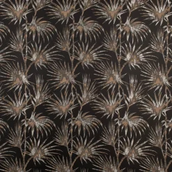 Dekostoff Jacquard Palmenblätter schwarz beige 137cm Breite