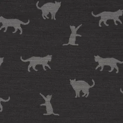 Dekostoff Jacquard Plaidstoff Wendestoff Cats Cosy Katzen grau 1,40m Breite