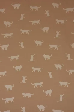 Dekostoff Jacquard Plaidstoff Wendestoff Cats Cosy Katzen sand beige 1,40m Breite