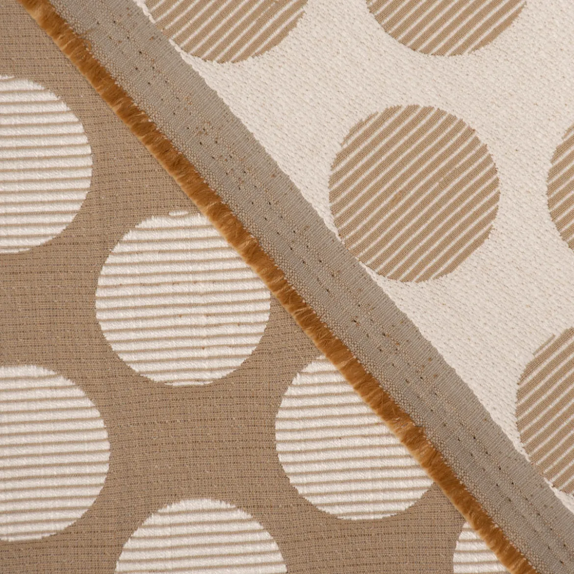 Dekostoff Jacquard Polsterstoff Pia Stone Kreise beige 1,45m Breite