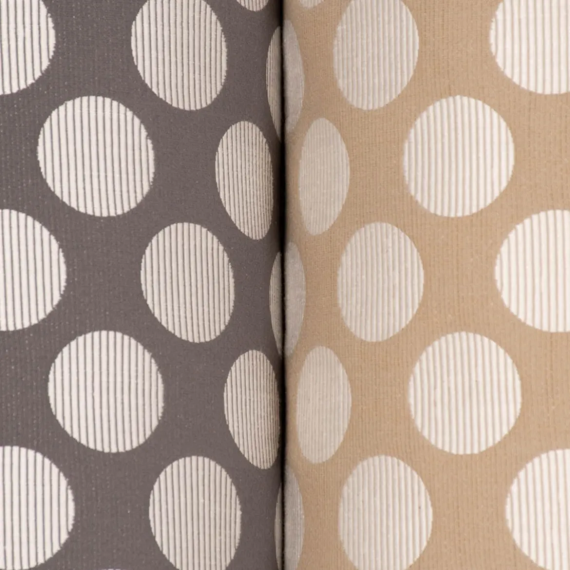 Dekostoff Jacquard Polsterstoff Pia Stone Kreise beige 1,45m Breite