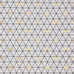 Dekostoff Jacquard-Stoff Dreiecke weiß schwarz Libelle gold 1,40m Breite