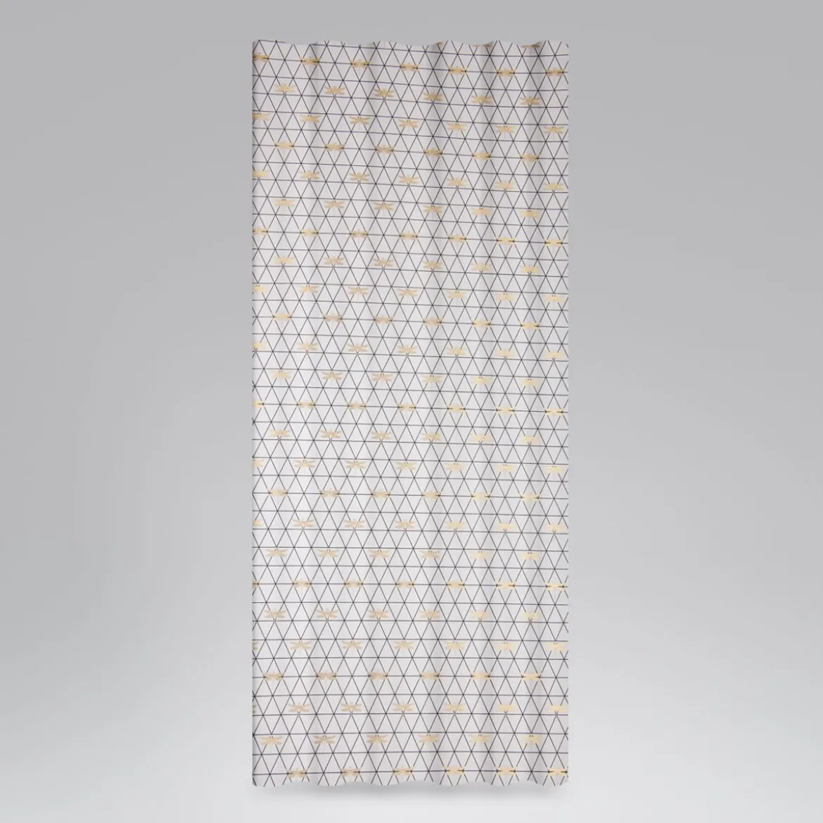 Dekostoff Jacquard-Stoff Dreiecke weiß schwarz Libelle gold 1,40m Breite