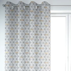 Dekostoff Jacquard-Stoff Dreiecke weiß schwarz Libelle gold 1,40m Breite