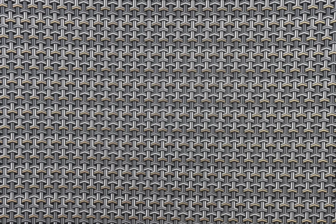 Dekostoff Jacquard-Stoff grafisch T schwarz weiß goldfarbig