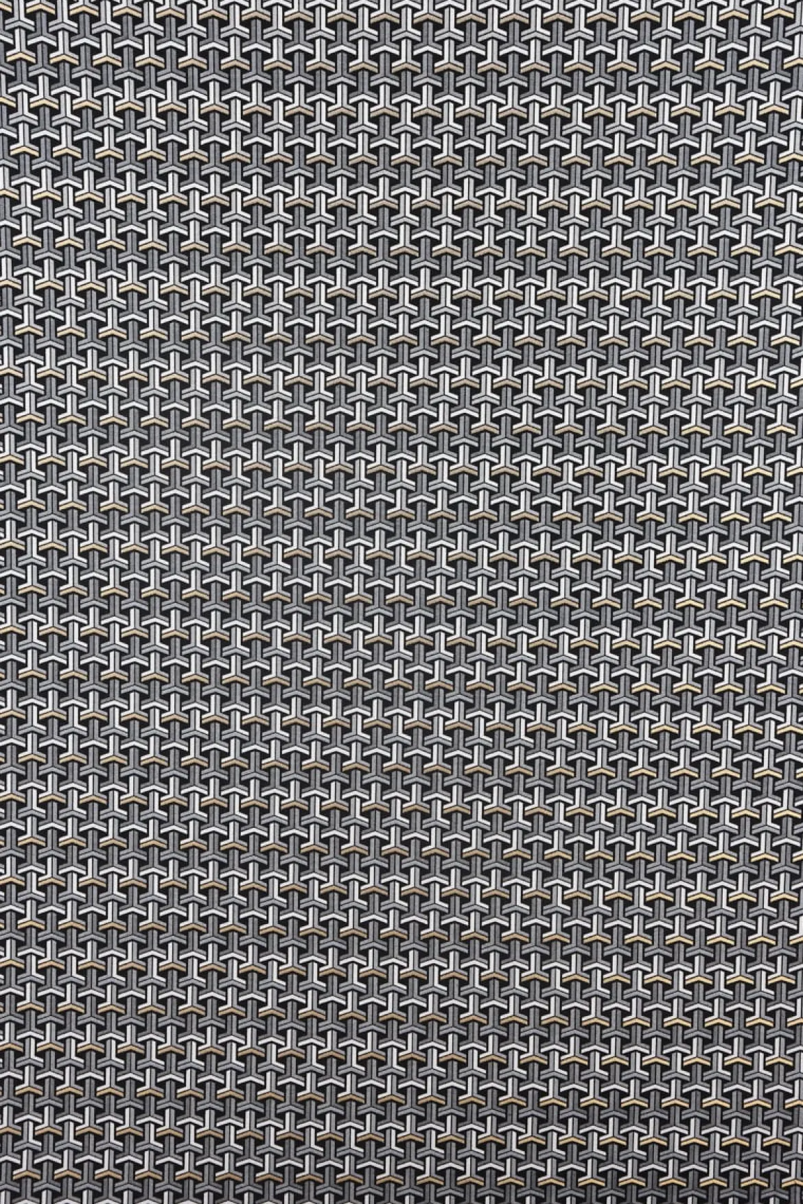 Dekostoff Jacquard-Stoff grafisch T schwarz weiß goldfarbig