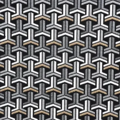 Dekostoff Jacquard-Stoff grafisch T schwarz weiß goldfarbig