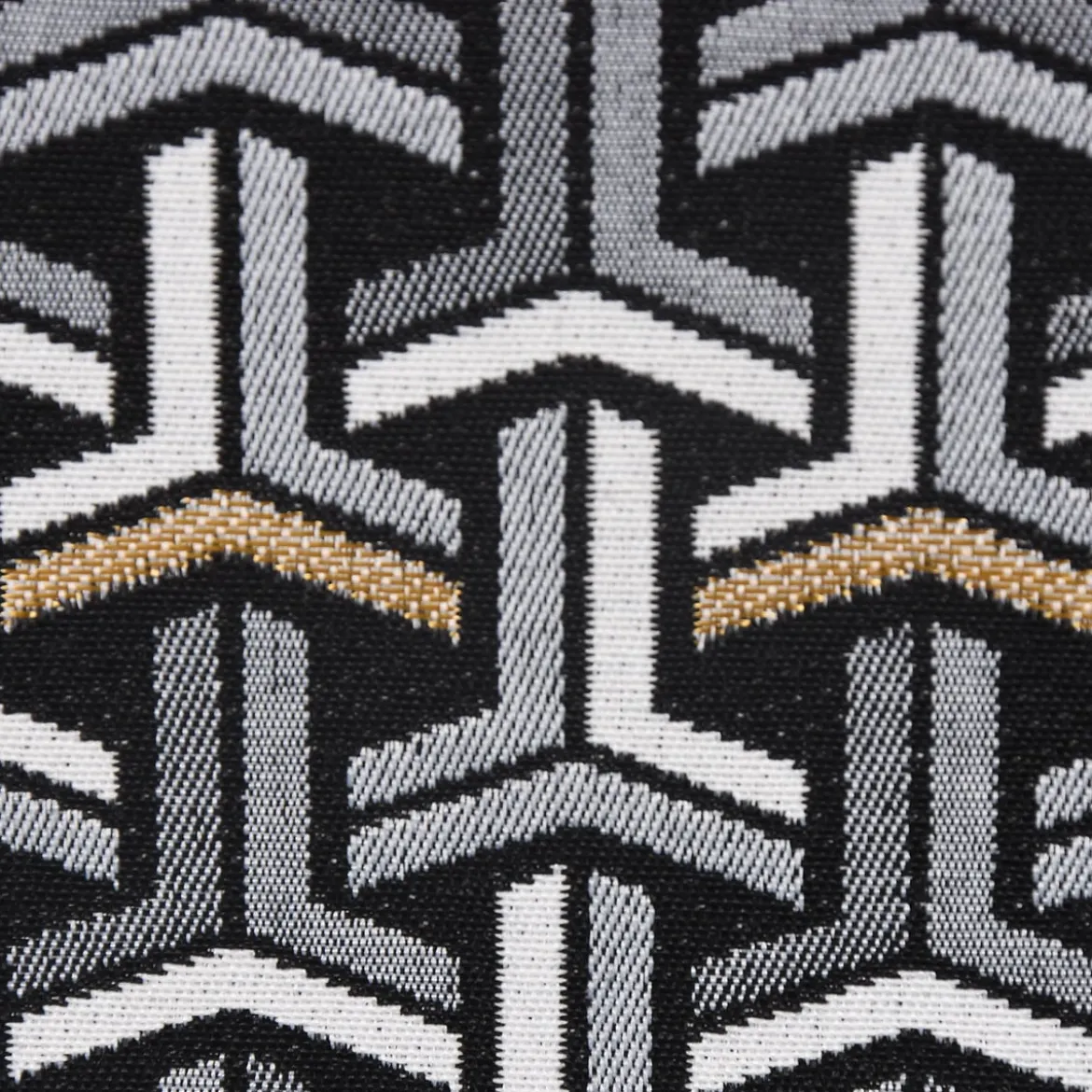 Dekostoff Jacquard-Stoff grafisch T schwarz weiß goldfarbig