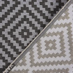 Dekostoff Jacquardstoff Wendestoff Leinen Rauten Inka ecru beige 1,50m Breite