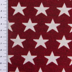Dekostoff Jacquard Wendestoff Weihnachten beidseitig Sterne weiß rot 1,4m Breite