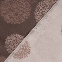 Dekostoff Jacquard Wendestoff Satinlook Kreise beidseitig beige rosenholz 1,40m Breite